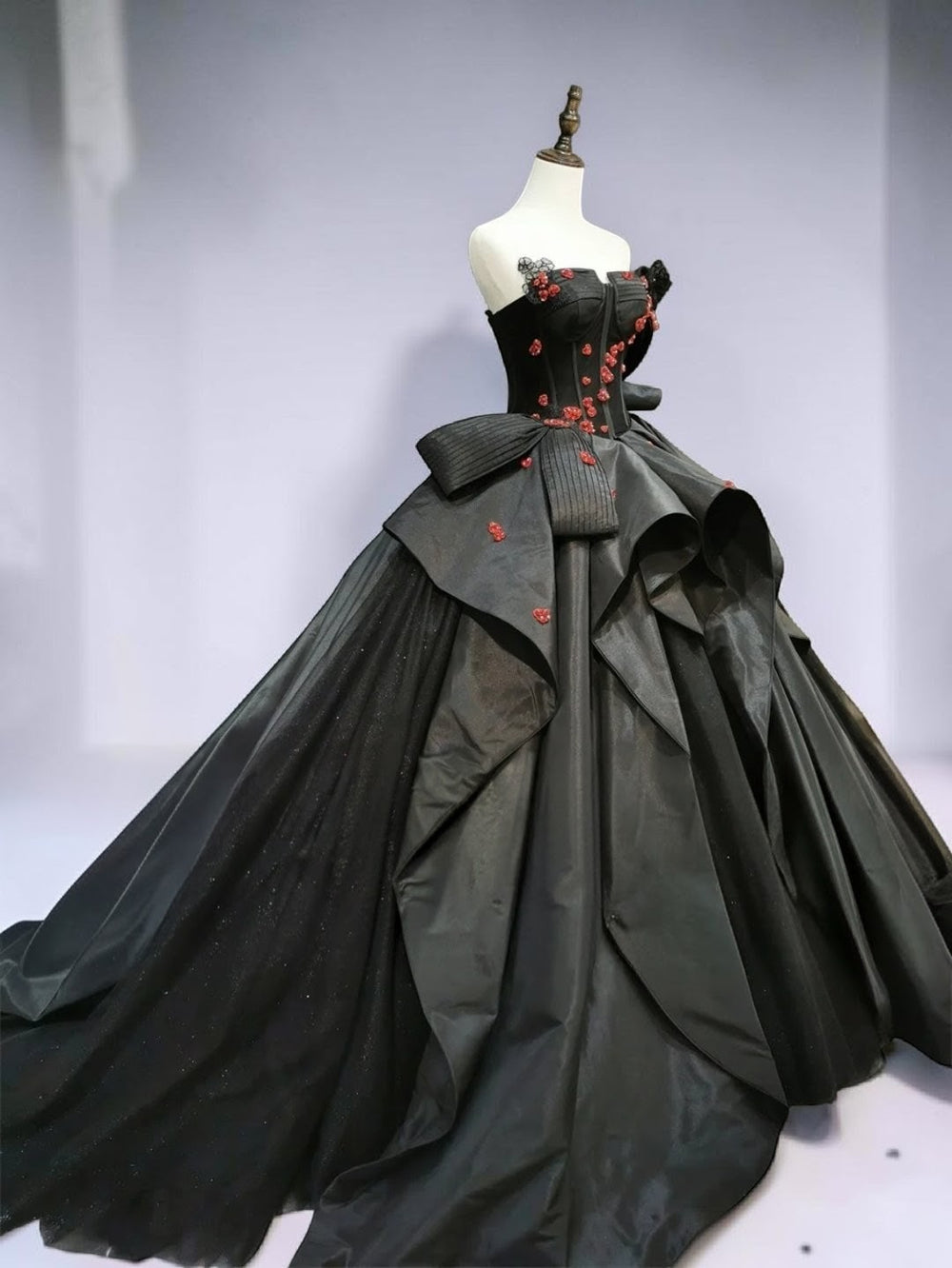 Midnight Noir Rose Ball Gown