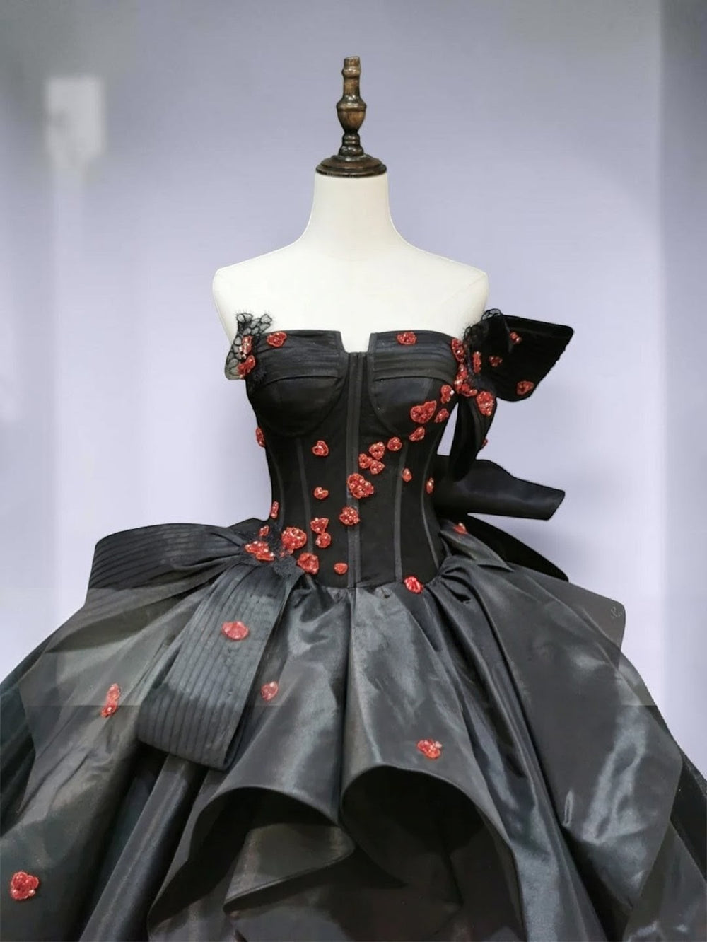 Midnight Noir Rose Ball Gown