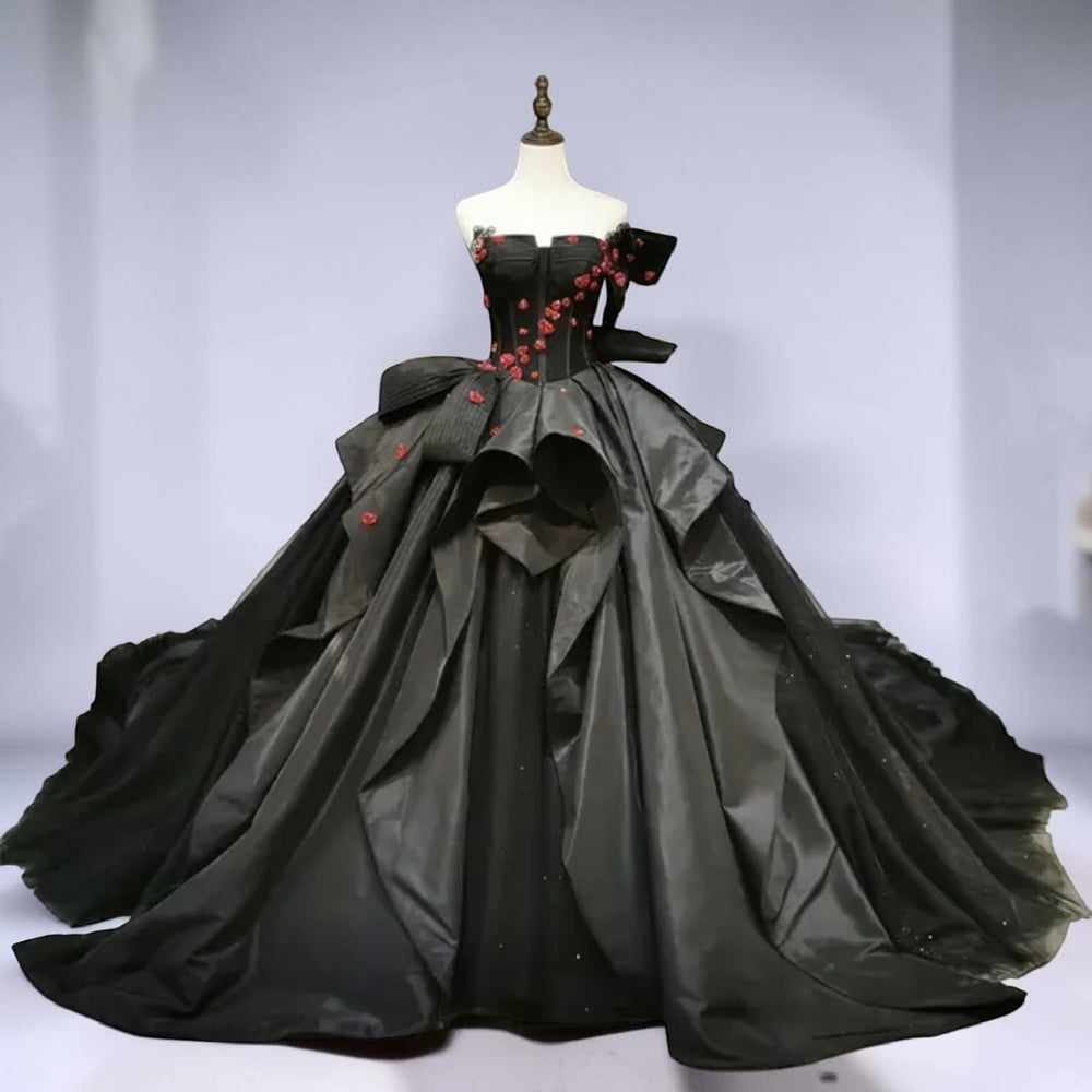Midnight Noir Rose Ball Gown