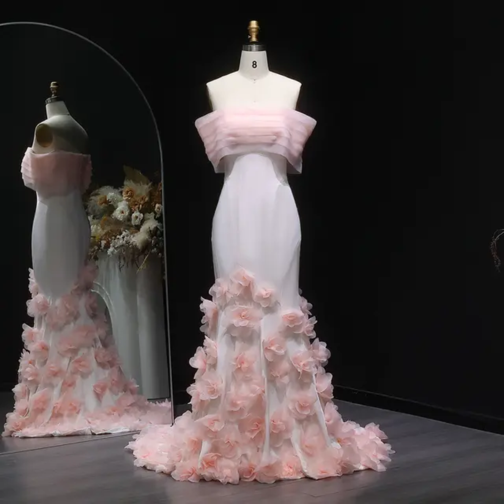 Rosé Bloom Mermaid Gown - Light Pink
