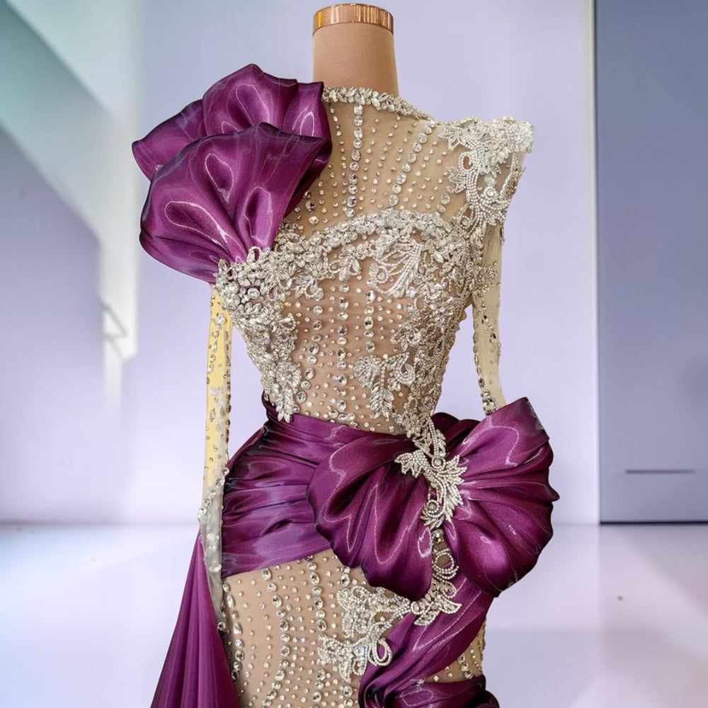 Amethyst Royale Crystal Illusion Couture Gown