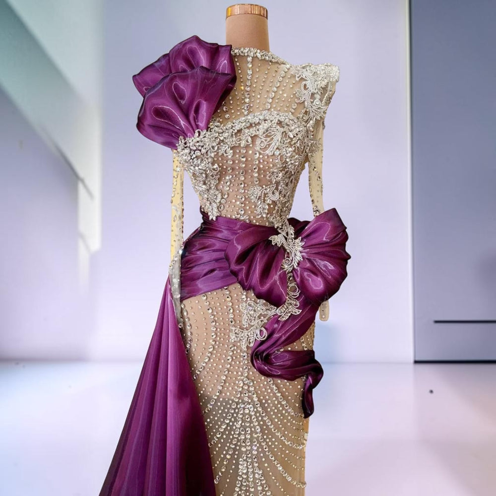 Amethyst Royale Crystal Illusion Couture Gown