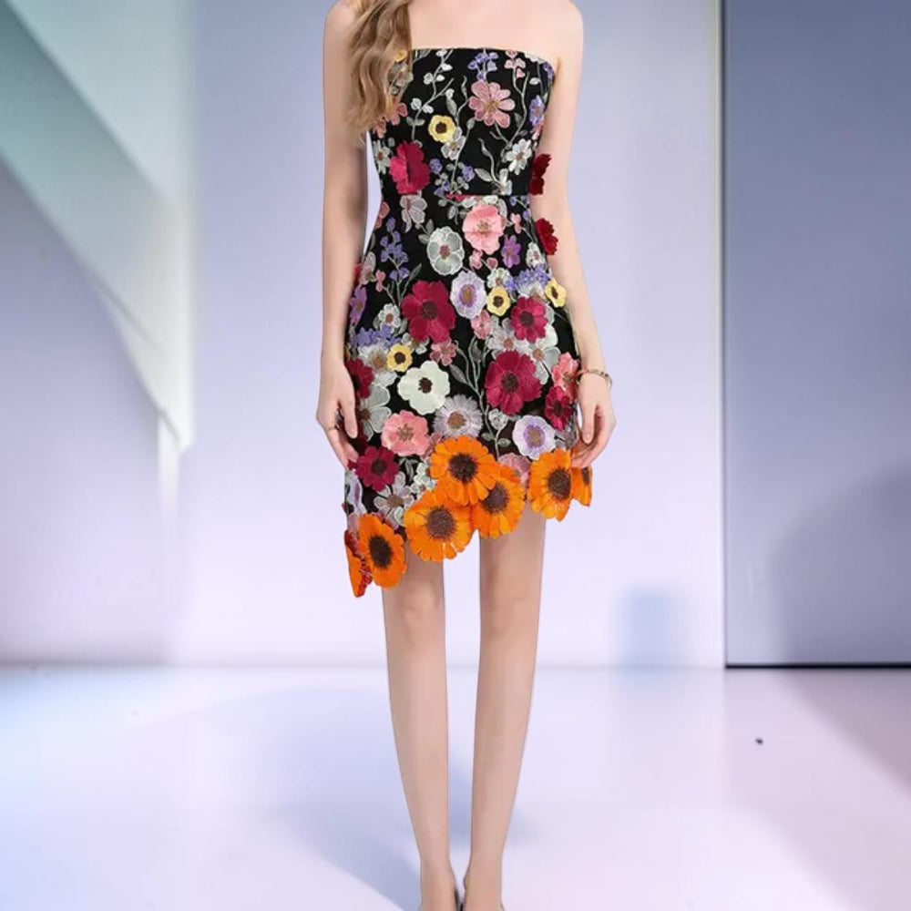 Garden Couture™ Floral Embroidered Strapless Mini Dress