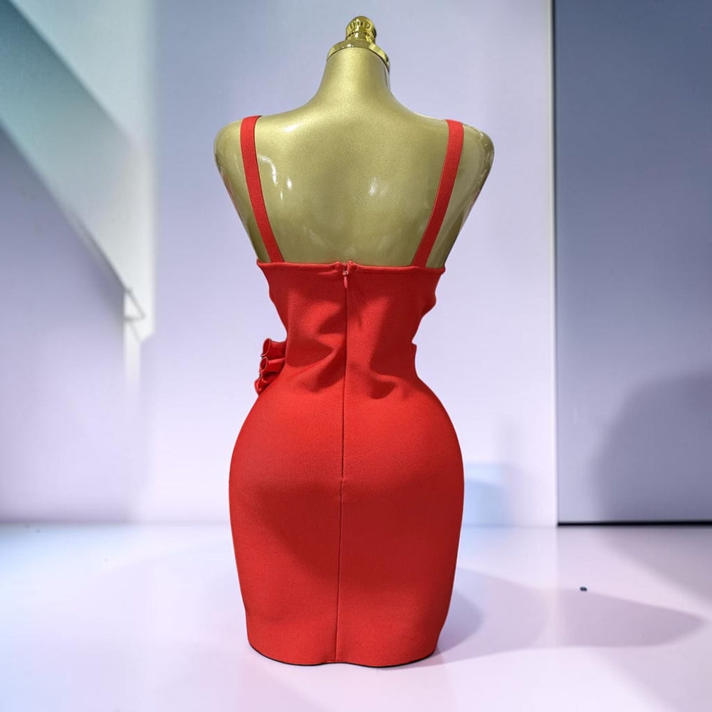 Scarlet Bloom Couture Mini Dress