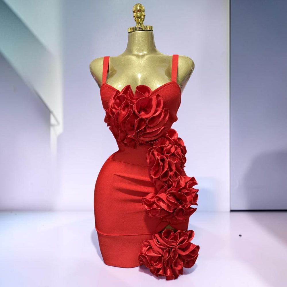 Scarlet Bloom Couture Mini Dress