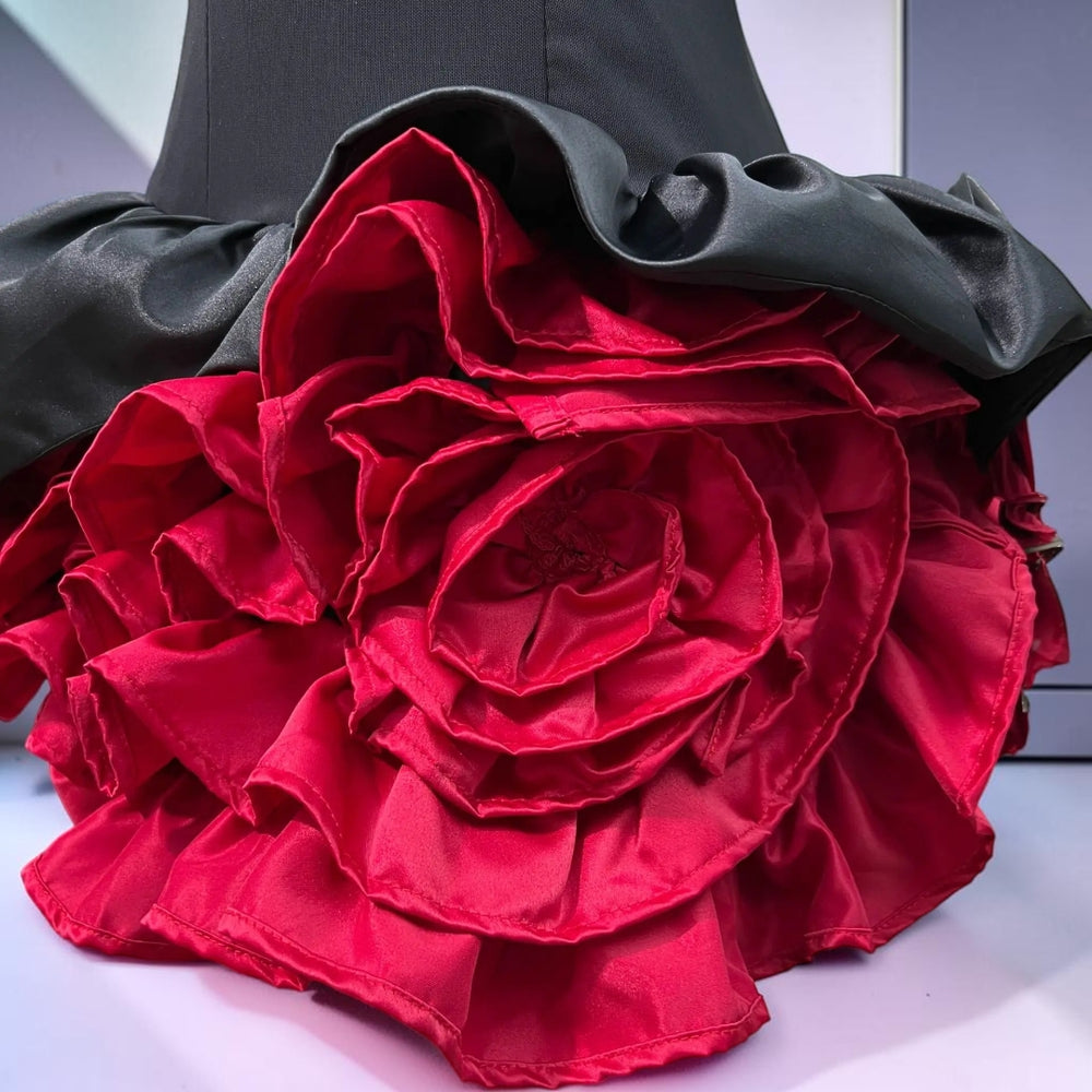 Minivestido de burbuja rosa rojo oscuro