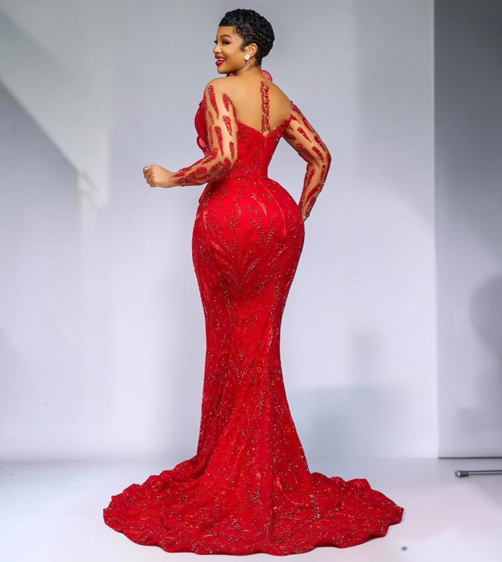 Crimson Bloom Couture Gown
