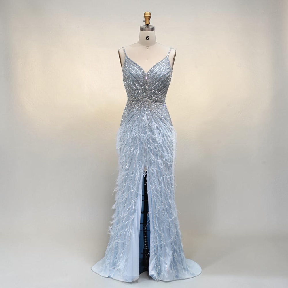 Celestial Plume Gown - Blue