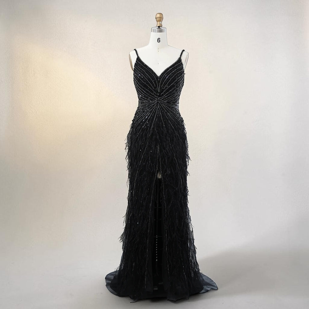 Celestial Plume Gown - Black