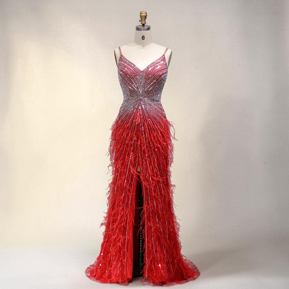 Celestial Plume Gown - Red