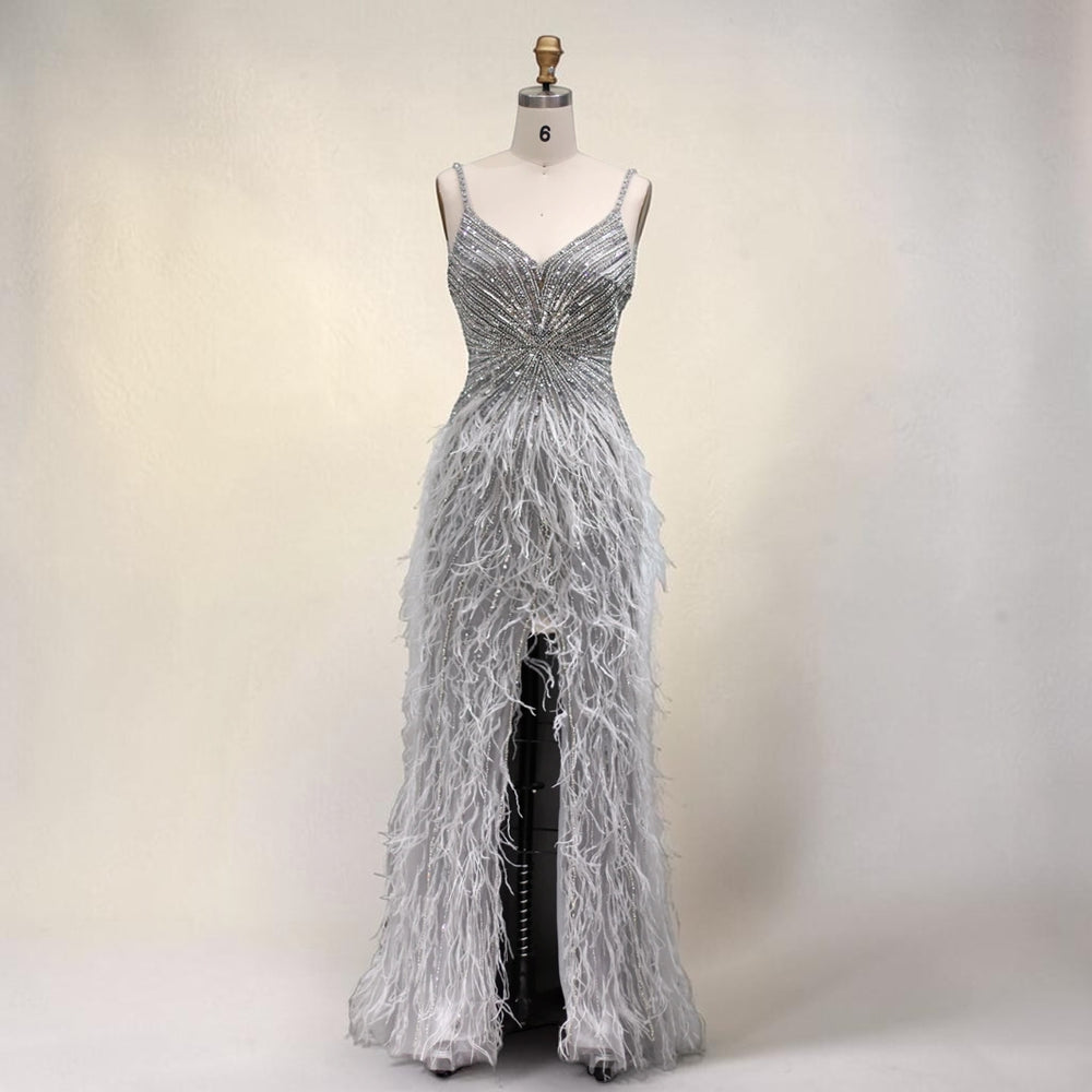 Celestial Plume Gown - Silver