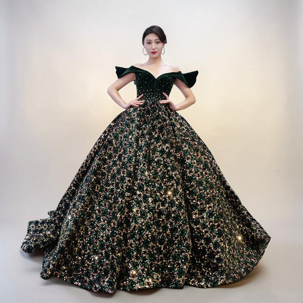 Emerald Sovereign Crystal Ball Gown