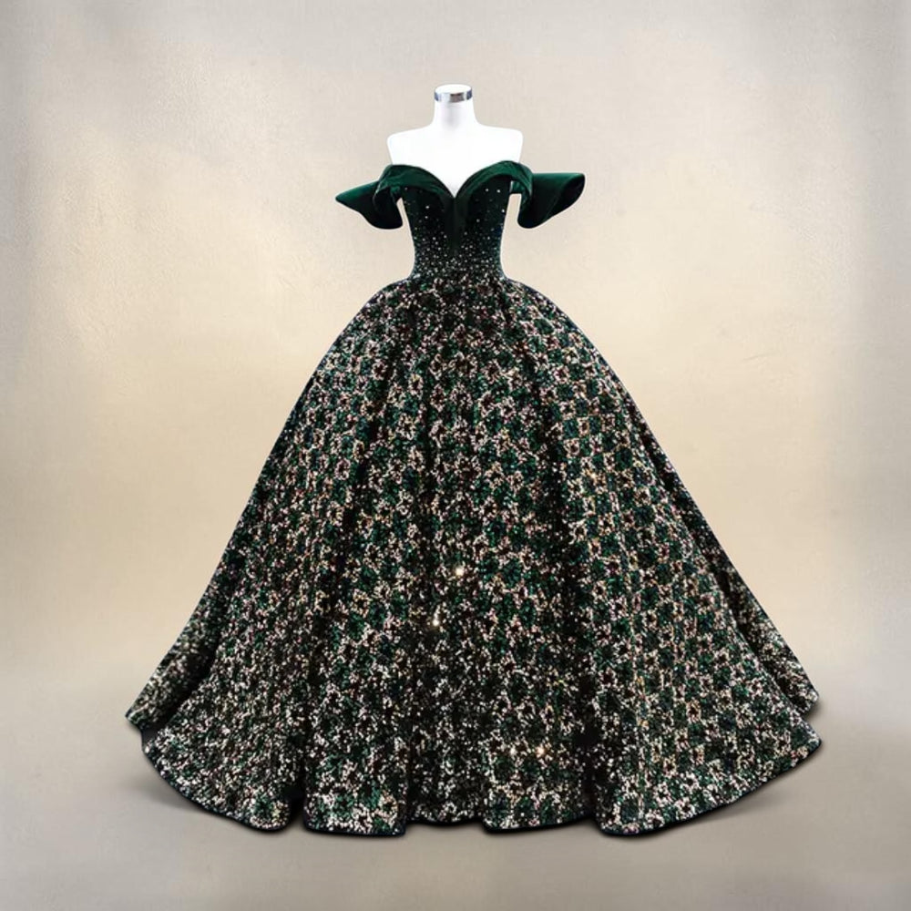 Emerald Sovereign Crystal Ball Gown
