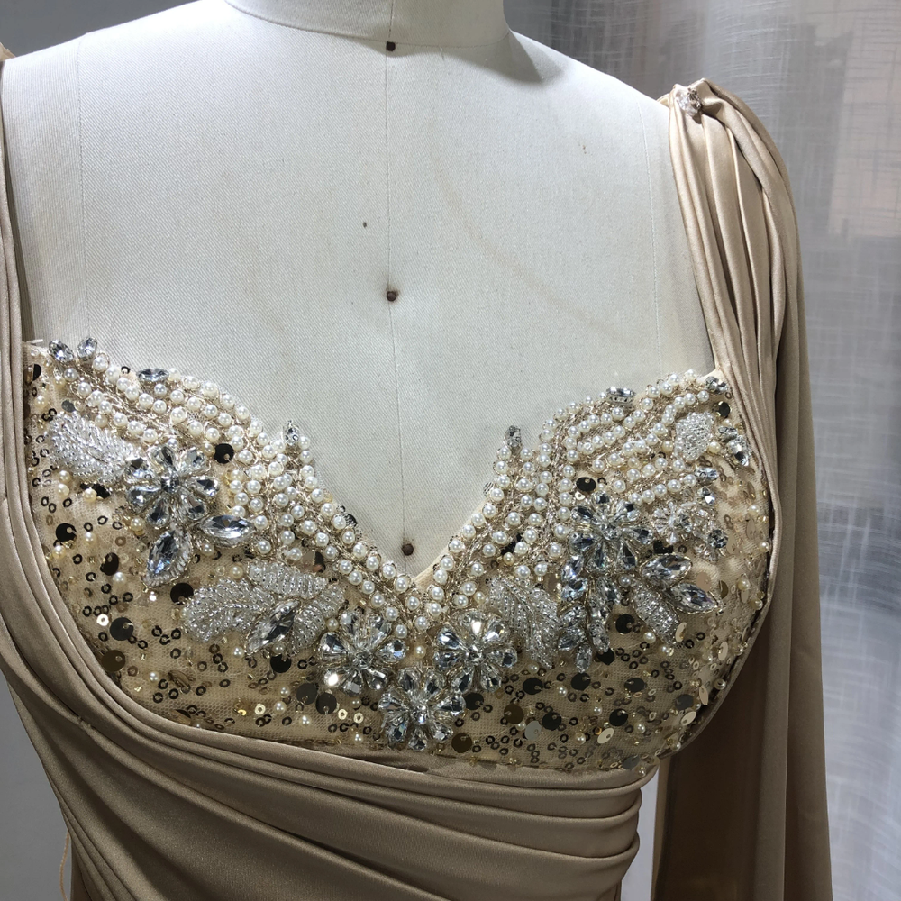 Golden Imperial Crystal Cape Gown