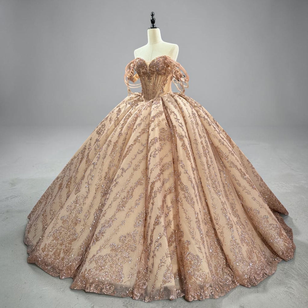 Champagne Royale Crystal Ball Gown
