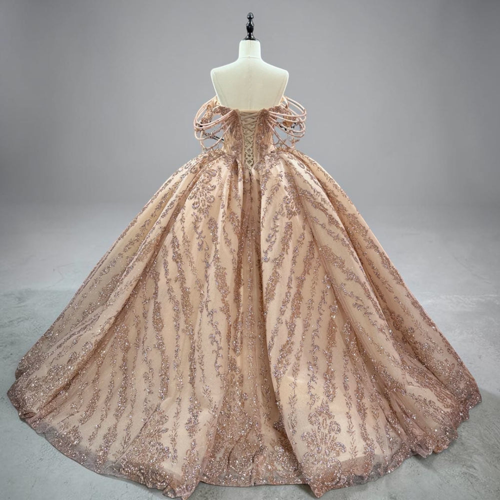 Champagne Royale Crystal Ball Gown