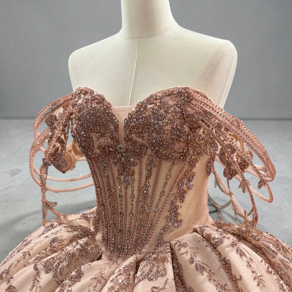 Champagne Royale Crystal Ball Gown