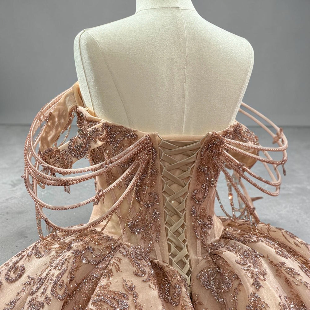 Champagne Royale Crystal Ball Gown