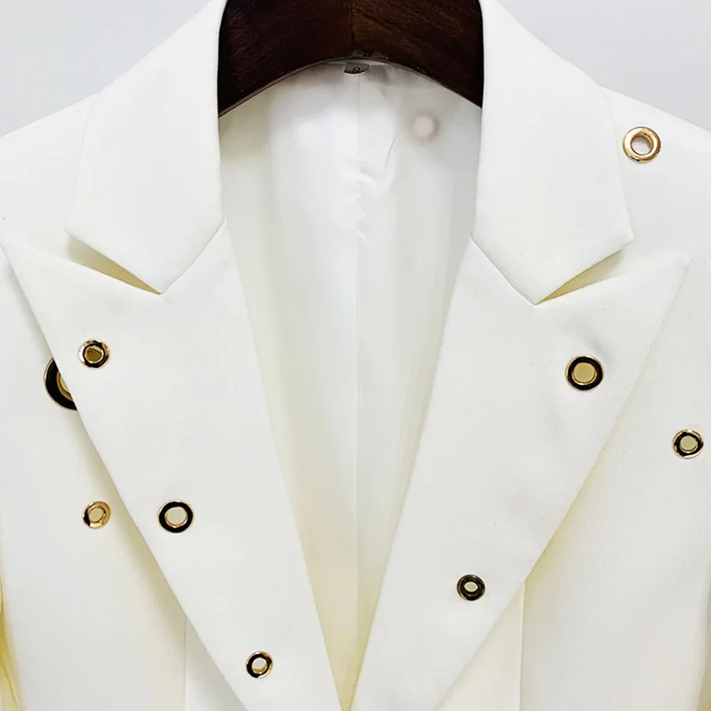 Aurelia Gilded-Eyelet Flare Suit Set - White