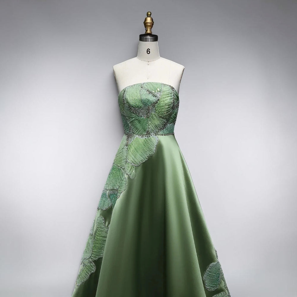 Verdant Bloom Couture Ball Gown