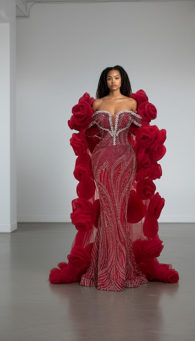 Crimson Rose Royale Couture Gown