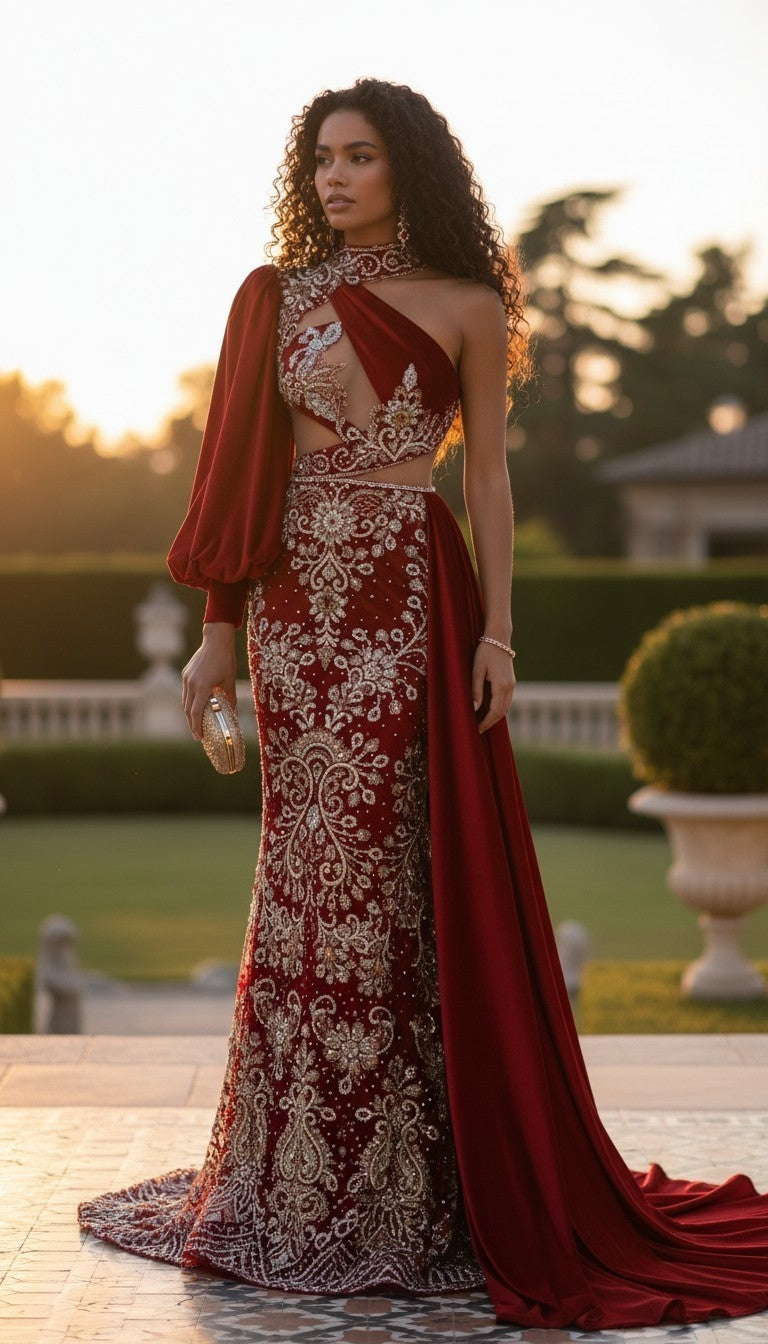 Imperial Ruby Majesty Cape Gown