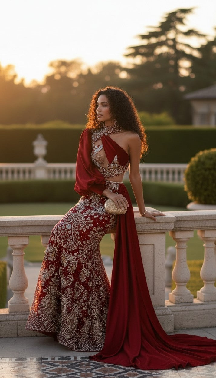 Imperial Ruby Majesty Cape Gown