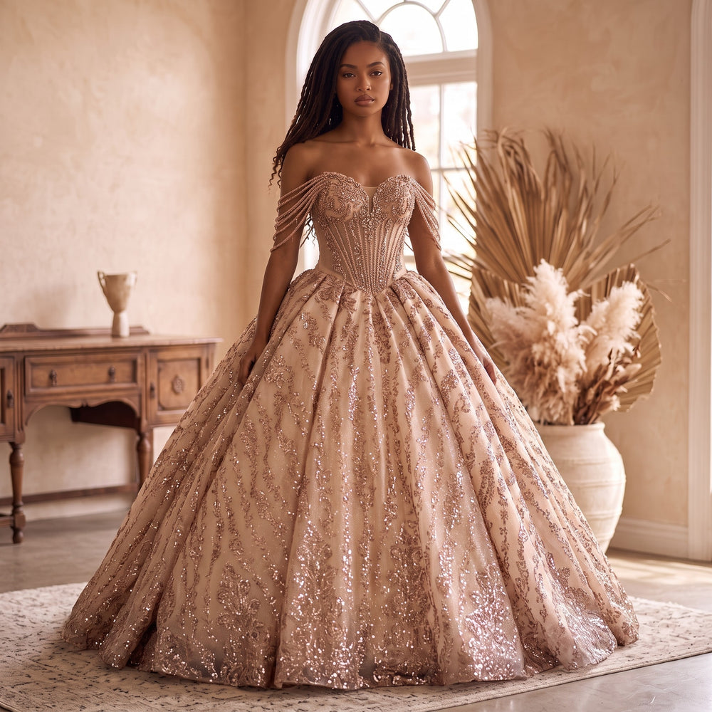 Champagne Royale Crystal Ball Gown