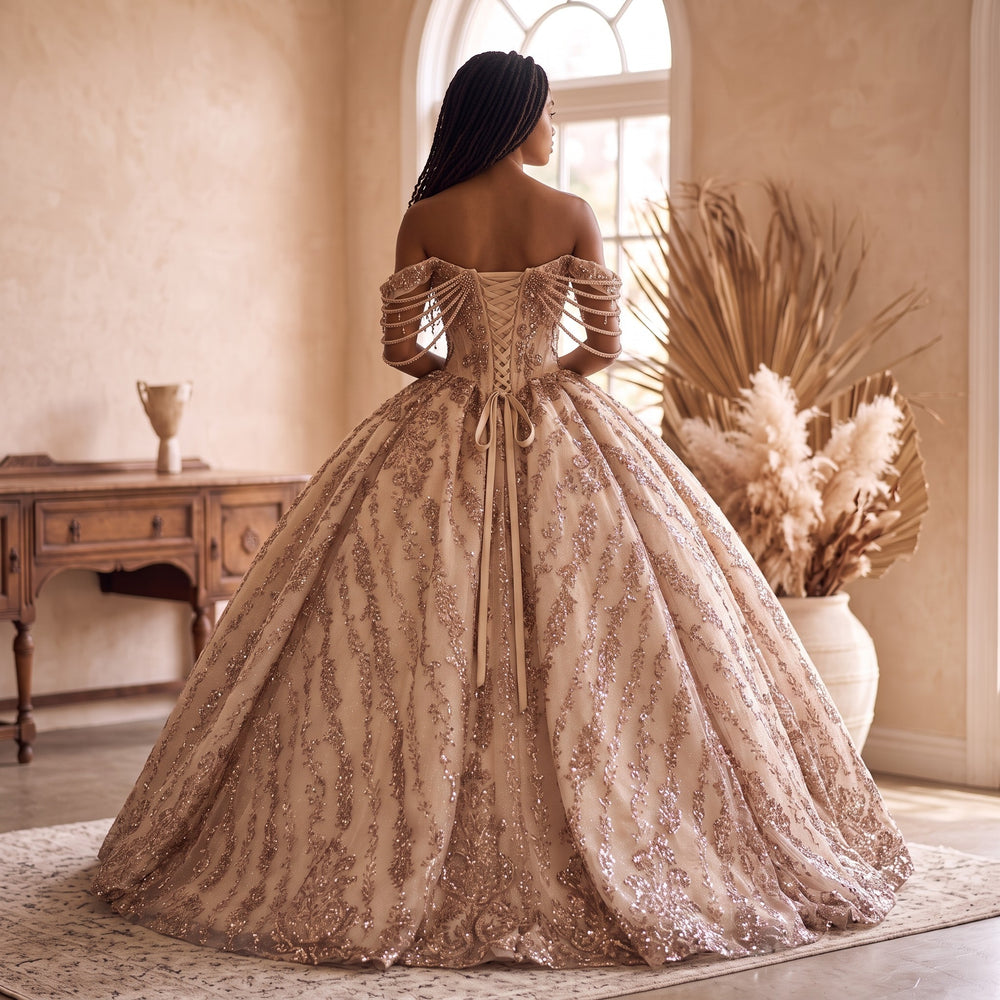 Champagne Royale Crystal Ball Gown