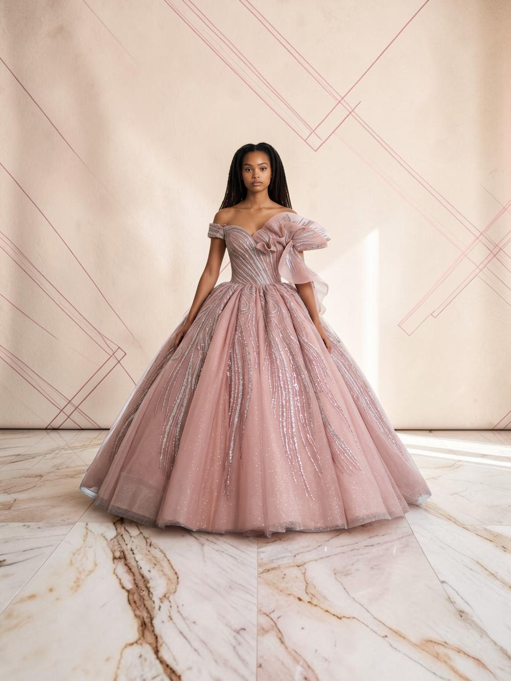 Rosé Étoile Couture Ball Gown