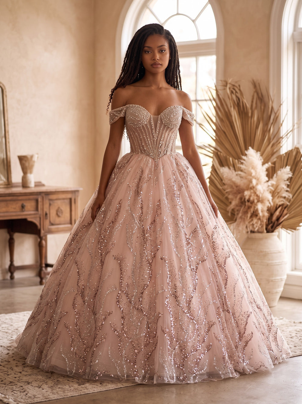 Celestia Blush Couture Ball Gown