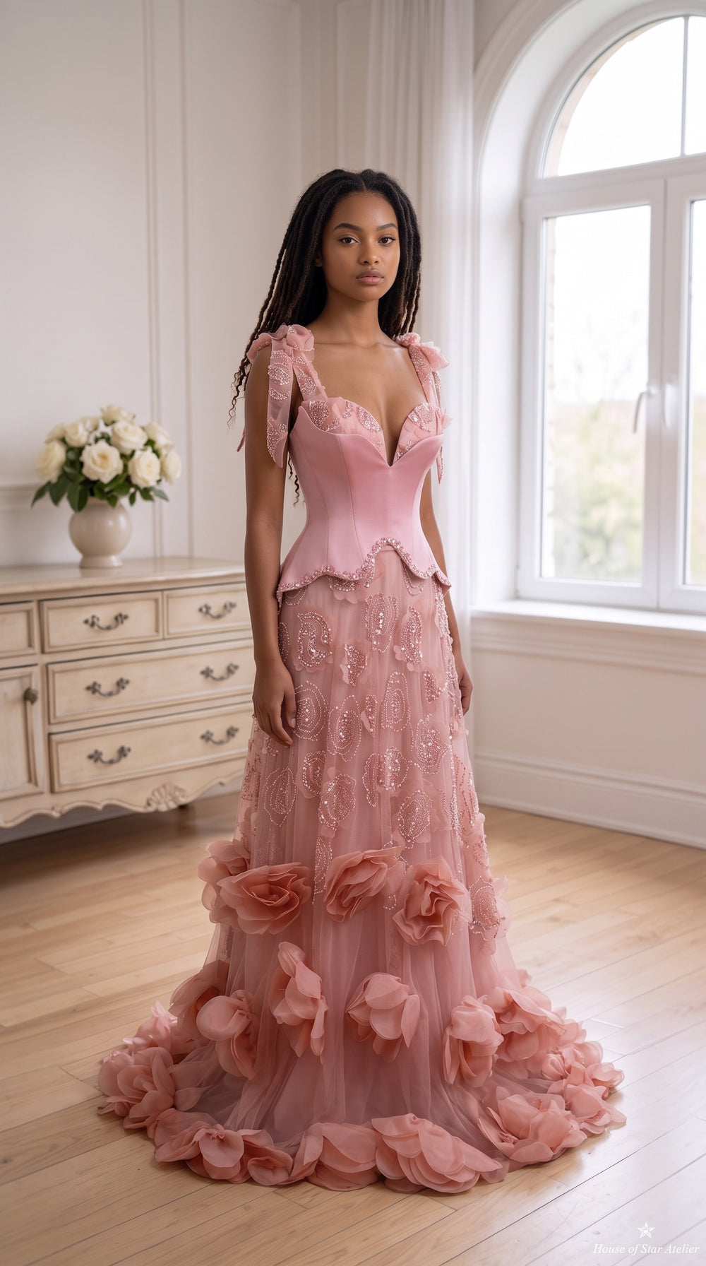 Blush Petal Elegance Couture Gown