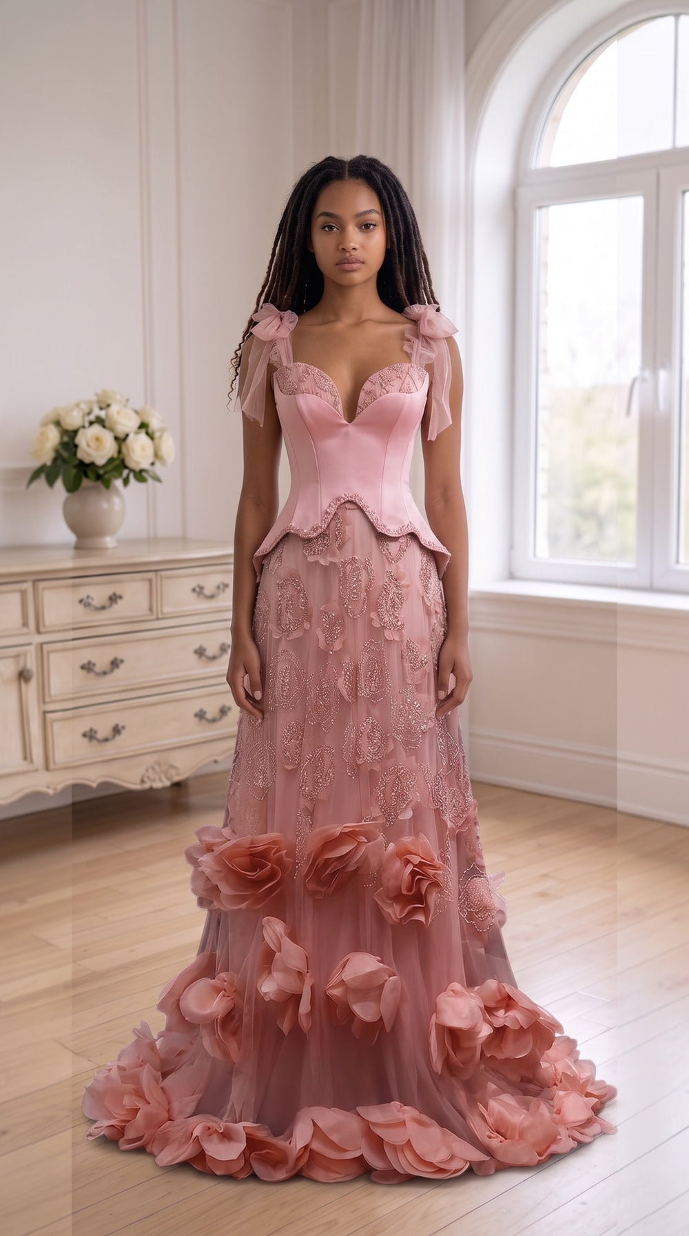 Blush Petal Elegance Couture Gown