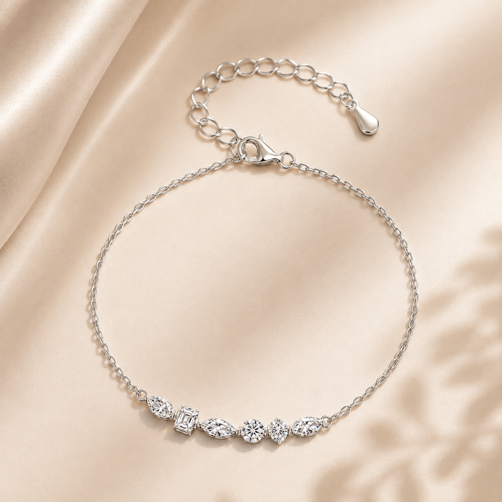 Élan moissanite bracelet in white gold finish