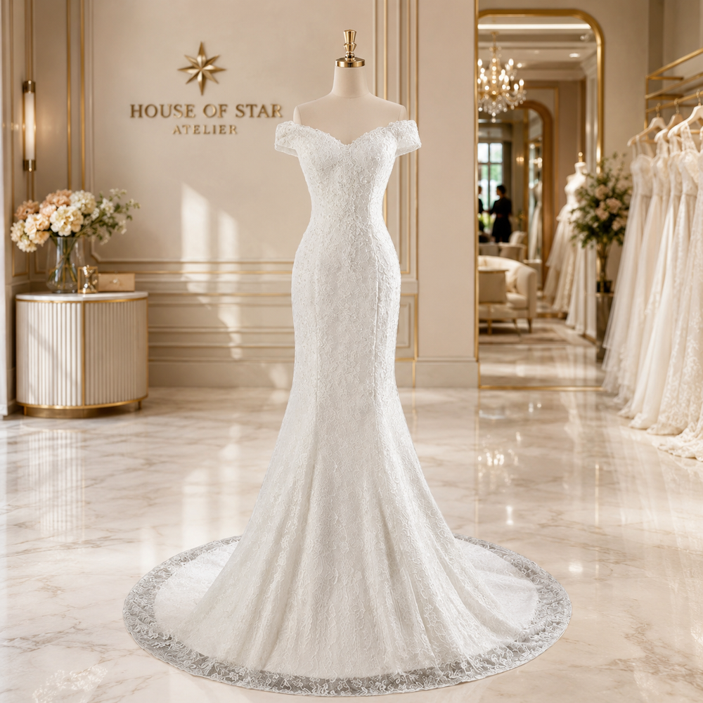 Élodie Off-Shoulder Lace Mermaid Bridal Gown