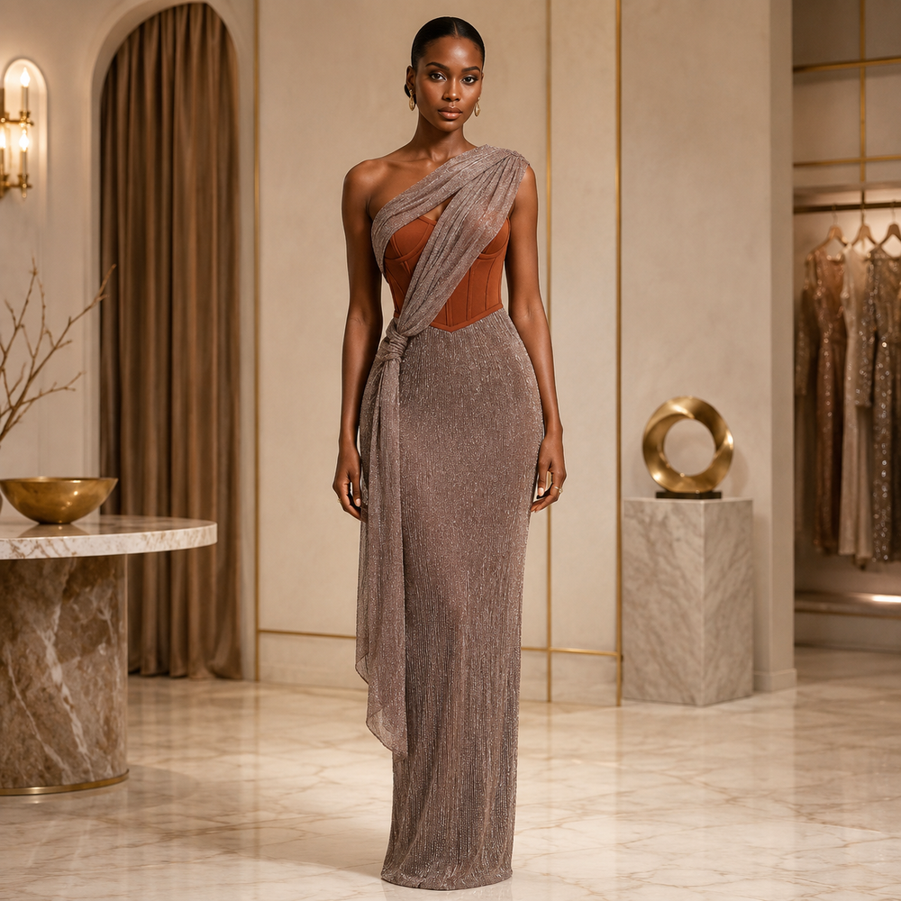 Zaria Draped Corset Evening Dress