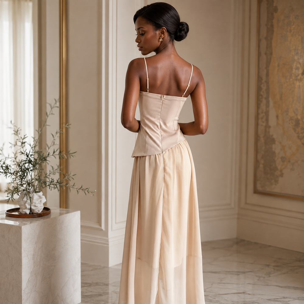 The Aurelia Sculpted-Bodice Maxi Dress