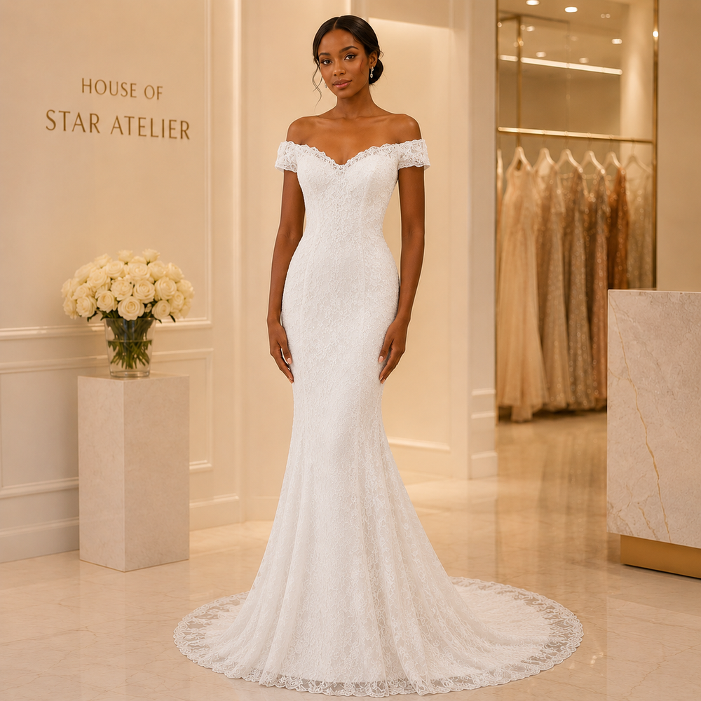 Élodie Off-Shoulder Lace Mermaid Bridal Gown