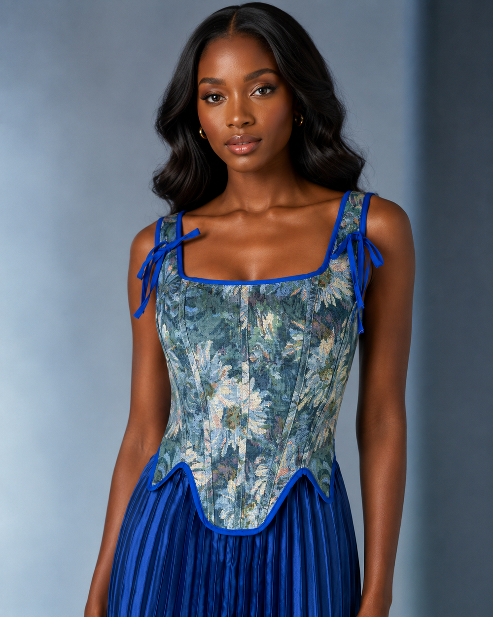 Élan Fleur Pleated Two-Piece Maxi Set