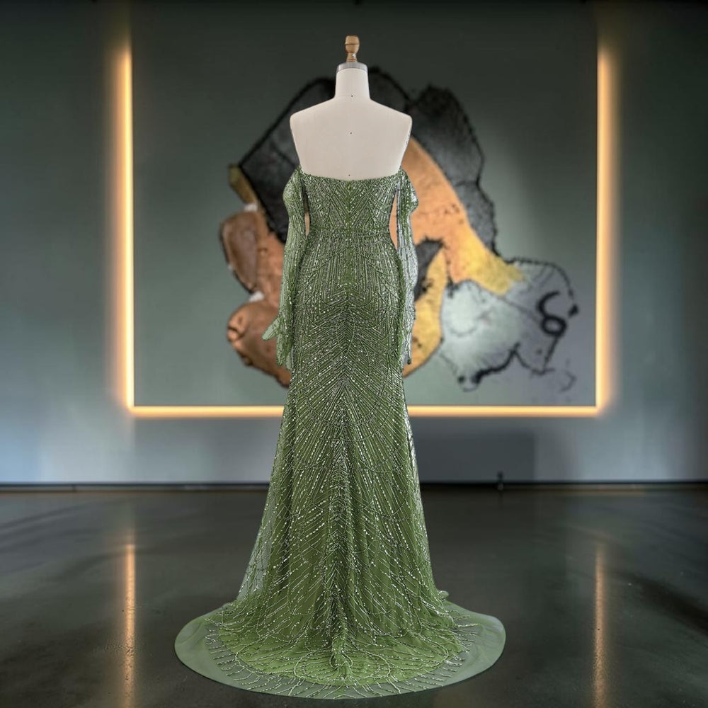 Emerald Whisper Crystal Gown