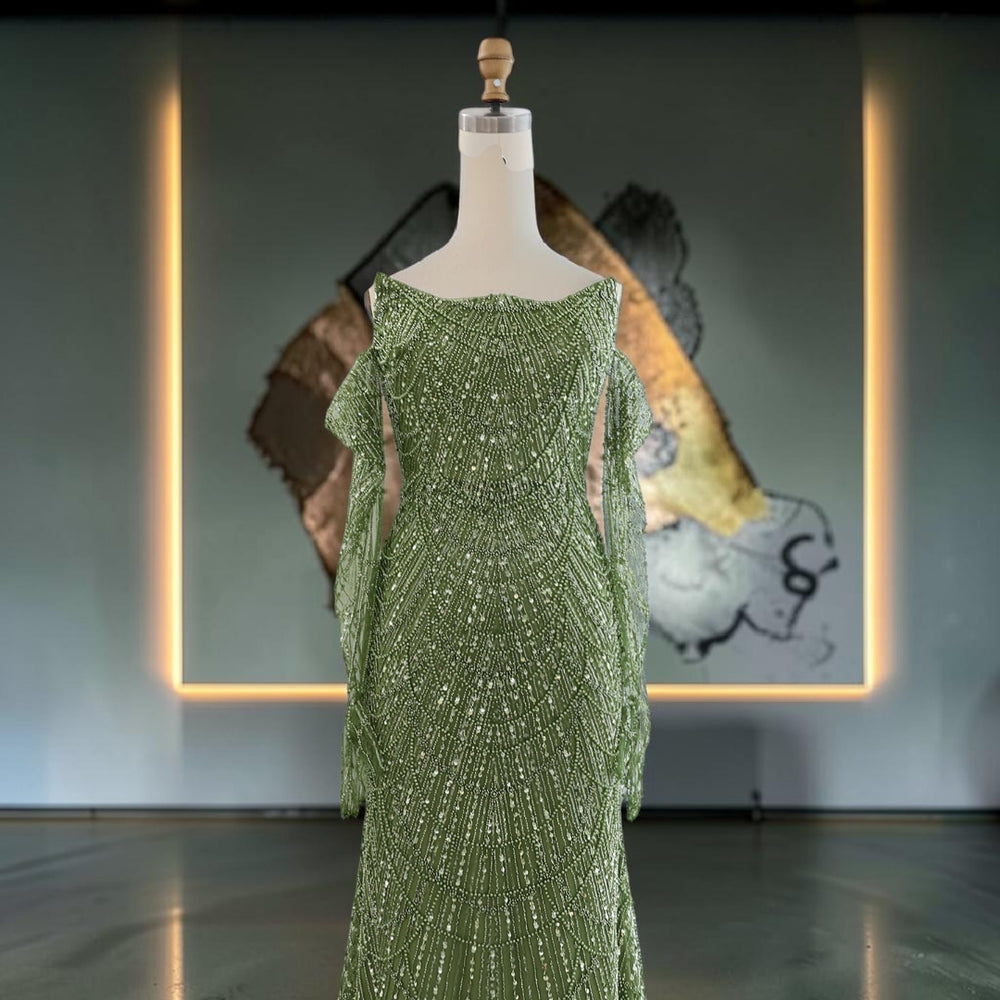 Emerald Whisper Crystal Gown