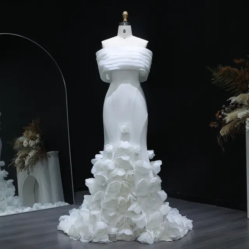 Rosé Bloom Mermaid Gown - White