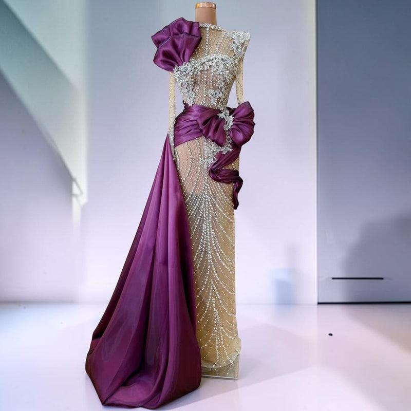 Amethyst Royale Crystal Illusion Couture Gown
