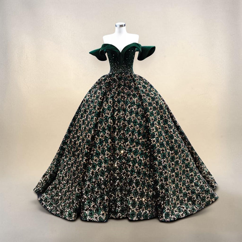 Emerald Sovereign Crystal Ball Gown