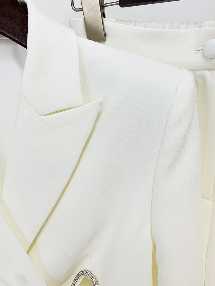 Solène Crystal-Cutout Wide-Leg Suit Set - White