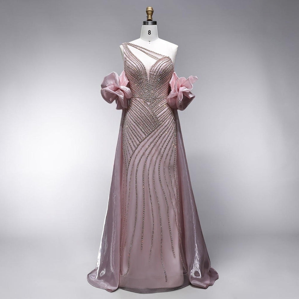 Celestial Cascade One-Shoulder Couture Gown - Lavender