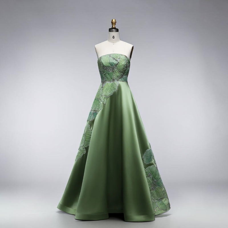 Verdant Bloom Couture Ball Gown