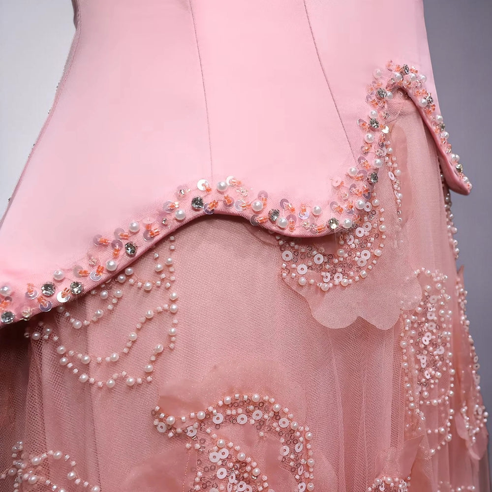Blush Petal Elegance Couture Gown