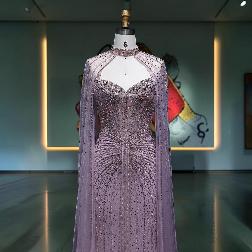 Scarlet Sovereign Crystal Cape Gown - Lavender