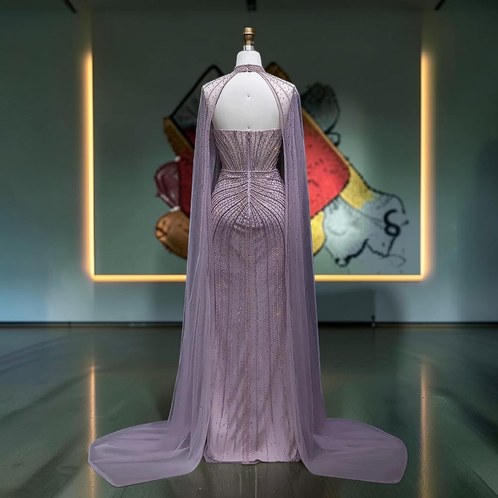Scarlet Sovereign Crystal Cape Gown - Lavender